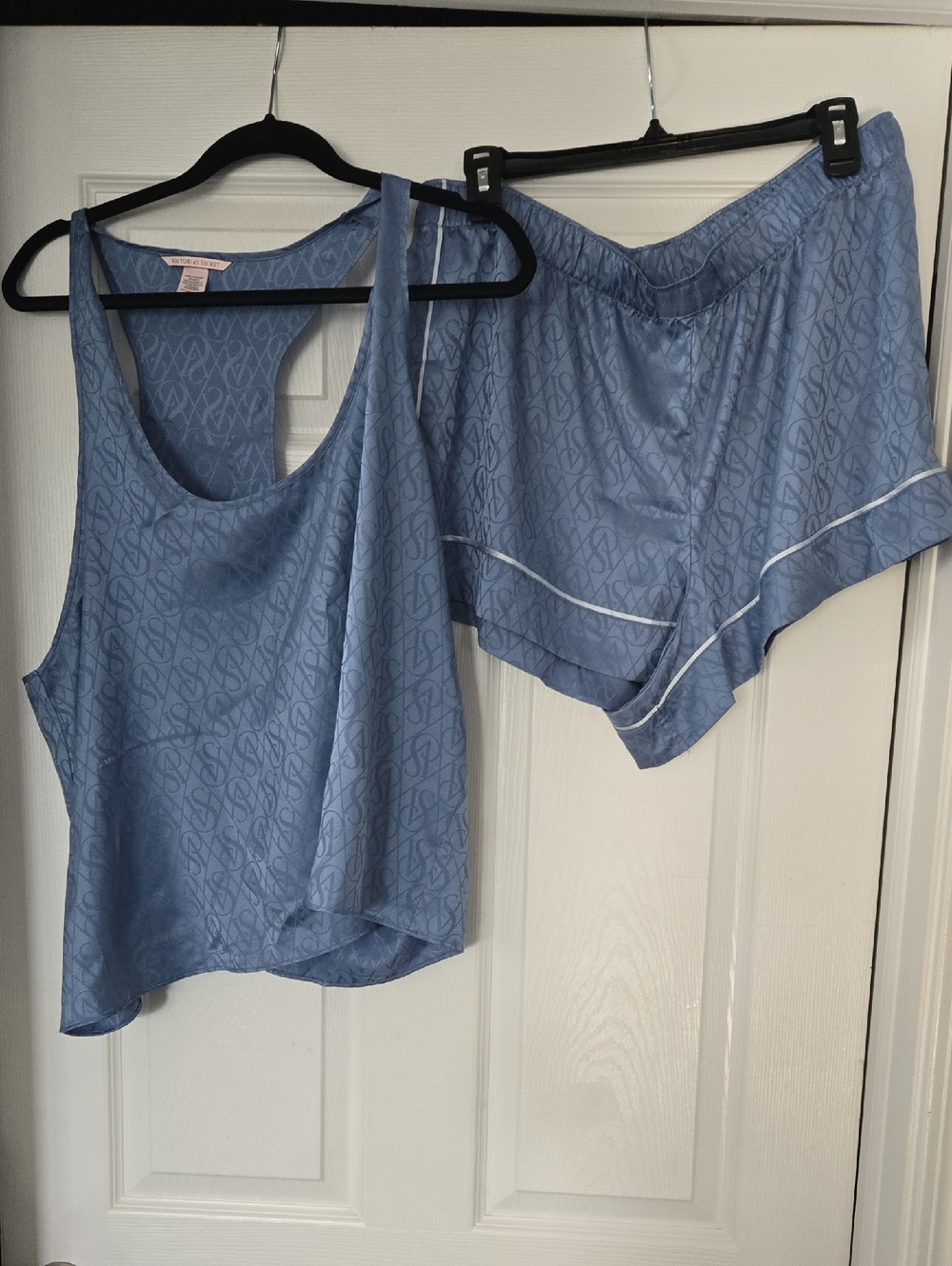 Victoria's Secret Light Blue Satin Tank & Shorts Pajama Set